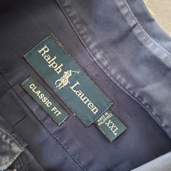 Ralph Lauren XXL Men’s Button Down Shirt Bundle Classic Fit Navy & Blue Stripe - Picture 11 of 12